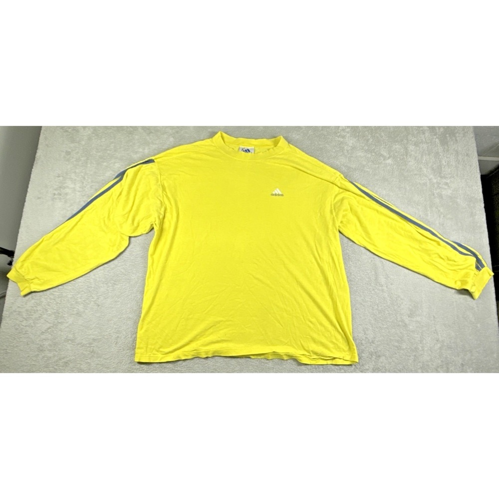 Vintage 90s/Y2K adidas Men's‎ 3 Stripes Performance Long Sleeve Shirt Yellow L